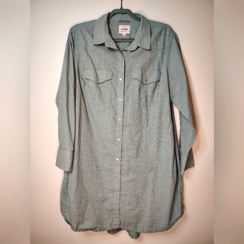 Wrangler Green Button-Up Shirt Dress